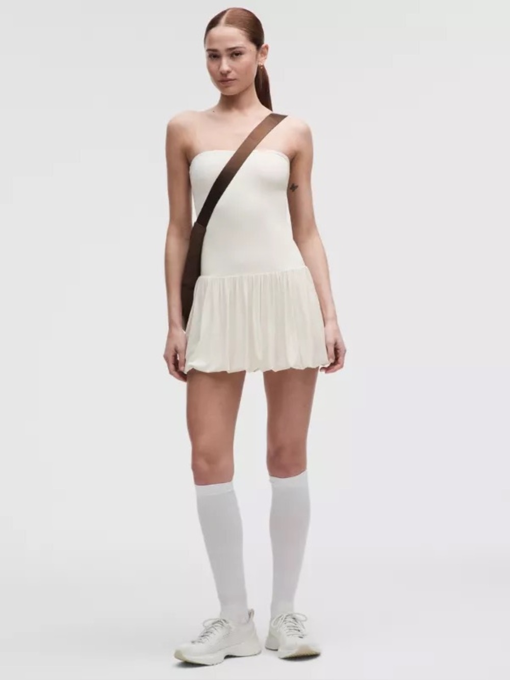 lululemon athletica Cream Ruffled Hem Mini Skirt